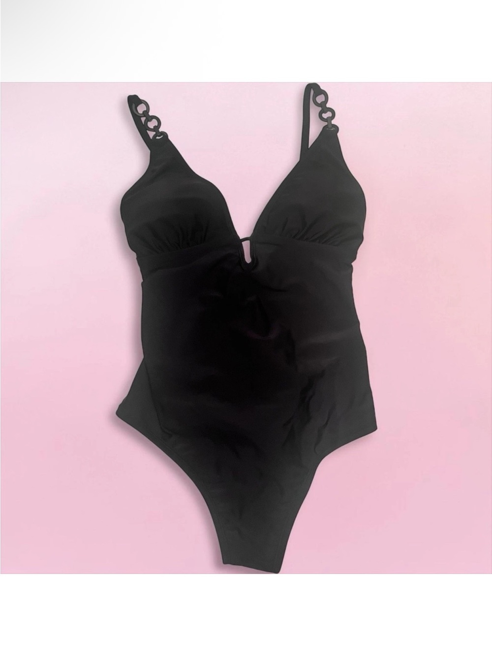 Shade & Shore Black One-Piece Swimsuit Circle Hardware Accent Straps NWOT
